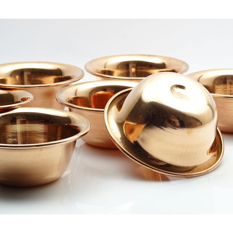 Kitchen Traditional Indian Copper Antique Serving Bowl Set of 7