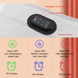 Cinturón de Cintura con Calor Eléctrico, Masaje de Vibración con Temperatura Ajustable de 3 Engranajes Alivia el Dolor Lumbar, Calambres Menstruales Operación Segura Almohadilla