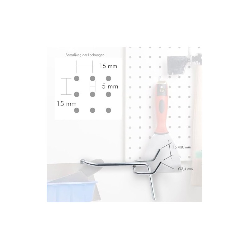 Pegboard Peggy's Pack of 50 Perforated Wall Hooks Hanging Width