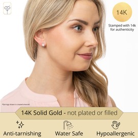 MAX + STONE 14k Gold Freshwater Pearl and Gemstone Stud Earring | Hypoallergenic, Metal, Created Emerald