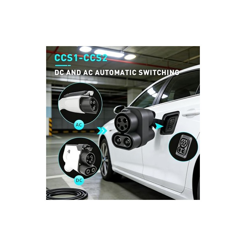 Adaptador CCS1 a CCS2, Conector de Carga para Vehículos Eléctricos,