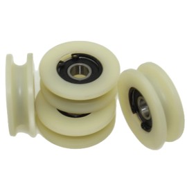 Pack of 4 x Nylon Pulley Wheels with 8 mm Round Groove 45 mm Diameter 10 mm bearing 50 kg Capacity Precisely Machined in the EU (45-8-10)
