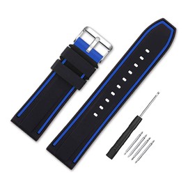 SZYXMY Silicone Watch Bands Divers Model Replacement Rubber Sport Watch Strap 20mm 22mm 24mm 26mm Waterproof Line Silver Buckle for Men and Women