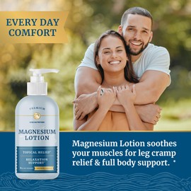 Magnesium Lotion to Relieve Muscle Cramps & Soreness | Calming & Recovery Support, Muscle Relaxation | Topical Magnesium Cream for Leg Cramps | Maximum Absorption | with Shea Butter | 8 fl oz.