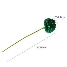 Mandy's 12 pcs Dark Green Artificial Chrysanthemum Ball Silk Flowers 12" for Home Kitchen Wedding Decorations New Year Spring
