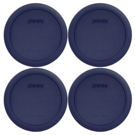 Pyrex Bundle - 4 Items: 7201-PC 4-Cup Blue Plastic Food Storage Lids Made in the USA