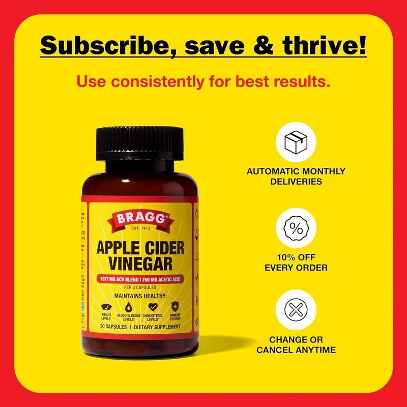 Bragg 90 Cápsulas Vinagre Sidra Manzana Con Vitamina D 750mg