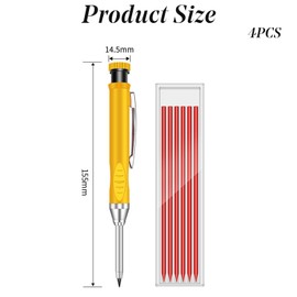 FYHJNC 24 Pcs 2.8mm Pencil Refills, Solid Carpentry Pencil Refills for Carpentry Mark Pencils Scriber Architect Drawing Marking (Red)