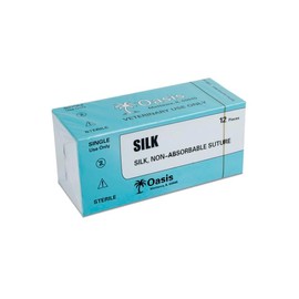 Oasis Silk Surgical Suture, 5-0, (FS-2) 3/8 16mm Reverse Cutting Needle, 75cm, 12/Box, Veterinary Use