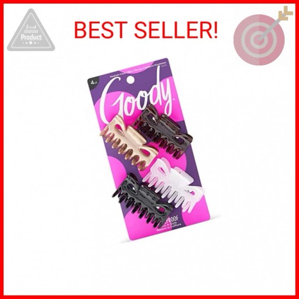 Goody SlideProof Classics Medium Claw Clips - 4 Ct, Assorted