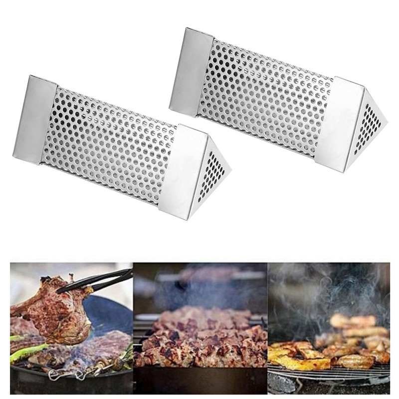 2Pcs BBQ Grill Smoker Tube Mesh Tube Pellets Smoke Box