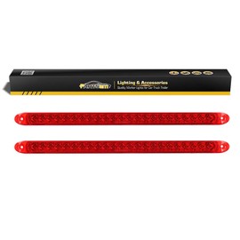 Partsam 2PCS 17 inch Red LED Trailer Light Bar 23 LED Third Brake Light Trailer Center Light Bar with Stop Turn Tail Functions Waterproof Surface Mount for Trailers Cargo