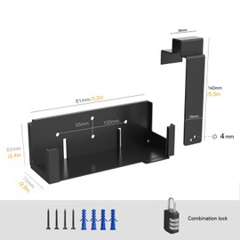 Monzlteck Anti Theft Wall Mount for Nintend Switch Original/OLED (Padlock Not Included)- Secure Gaming Solution Keep Your Switch Safe and Organized, black