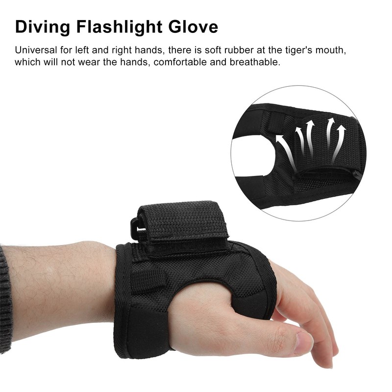 Diving Flashlight Glove Holder Universal Adjustable Soft Underwater LED Torch
