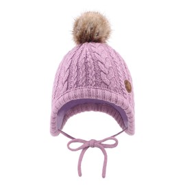XIAOHAWANG Baby Winter Hat Girls Boys Warm Knitted Hat with Pompom Cute Baby Hat Autumn Winter, purple
