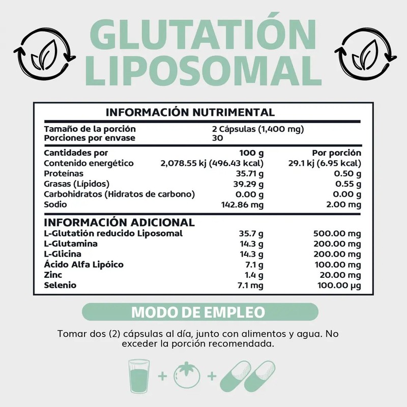 Beyond Vitamins L- Glutation Liposomal Reducido Glutathione Potenciado Con L-glutamina,
