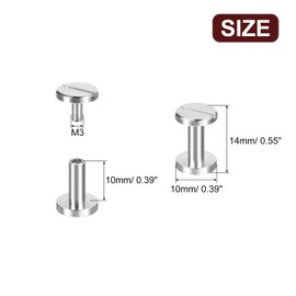 sourcing map 25Pack Brass Chicago Screws, 10x10mm Flat Head Screw Back Binding Post Nail Stud Rivets for DIY Leather Craft Belt Strap, Silver