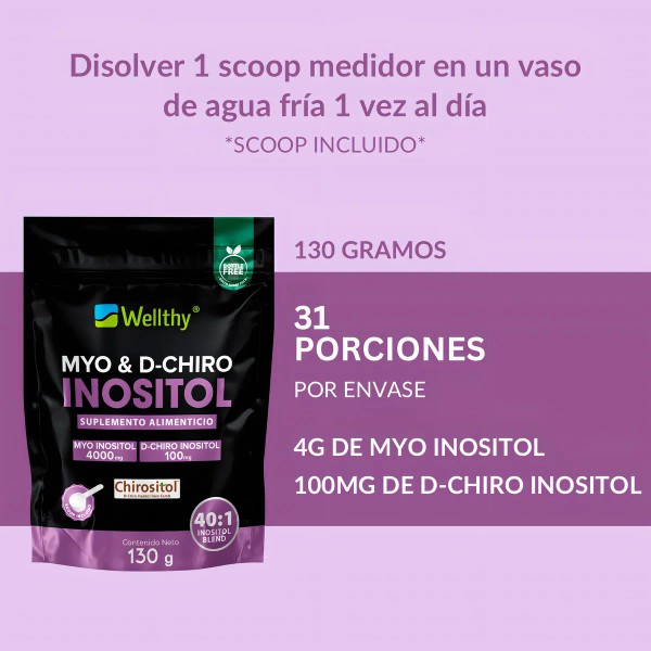 Myo Y D-chiro Inositol 130gr Wellthy Con Chirositol 40:1 Sabor
