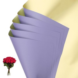 PATIKIL Flower Gift Wrapping Paper, 20 Sheets Double Sided Golden Waterproof Bouquet Paper Wrap Florist Supplies Packaging Floral Papers for Wedding DIY Craft Valentine, Purple Pink/Gold