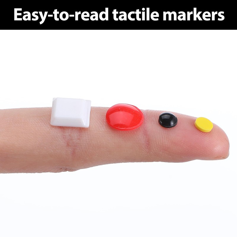 Bump Dots for Visually Impaired, 165pcs Braille Stickers(Red,Black,White,Yellow), Low Vision