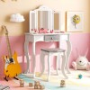 Costway Girls Vanity Makeup Dressing Table & Stool Set Gift
