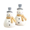 Alfie Francis Set of 2 White Ceramic Snowmen Ornaments/Figurines Christmas