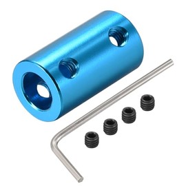 sourcing map Shaft Coupling Connector 6 mm to 8 mm Bore Rigid Coupling Adjusting Screw L20XD12 Aluminium Alloy Light Blue Pack of 4