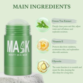 FAIRYTALESPACE 2 Pack Green Tea Purifying Clay Mask, Green Tea Cleansing Stick Mask, Blackhead Removal, Deep Pore Cleansing, Moisturizing, Skin Tightening for All Skin Types Men and Women