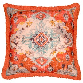 Mandala Life ART Meditation Cushion Cover - 65 cm with Fringes - Square Printed Boho Chic Floor Cushion Cover Cotton