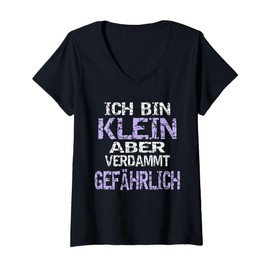 Womens "Ich bin klein aber verdammt gefährlich Girlfriend Funny V-Neck T-Shirt
