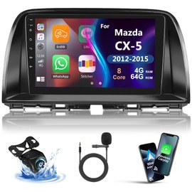 [8 Core 4G+64G] Car Radio for Mazda CX-5 2012-2015 with Wireless CarPlay Android Auto,9" Touchscreen Android 13 Car Stereo with Mirror Link WiFi/GPS,Bluetooth,FM/RDS Radio DSP SWC+Backup Camera