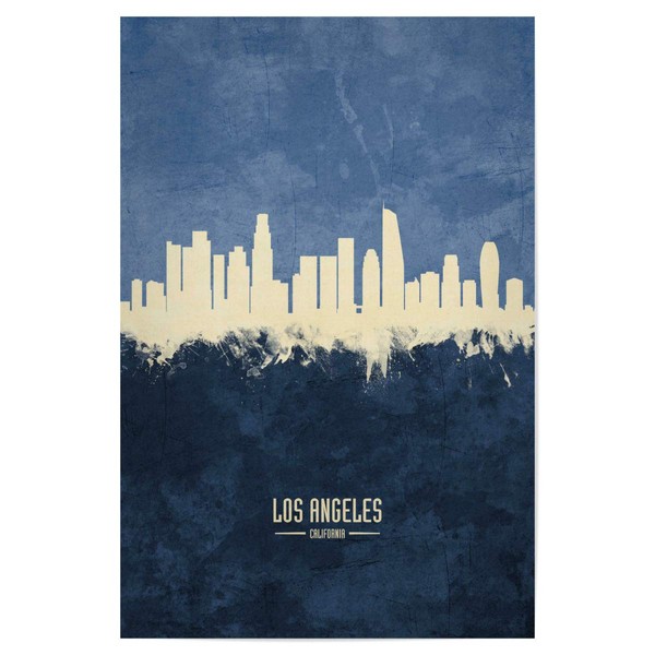 artboxONE Poster Los Angeles Skyline Navy by artist Michael Tompsett,