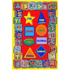 HR-Kids Rugs for Playroom Bedroom 8x10 Boys Girls Children’s Room Décor Fun ABC Alphabet Shapes Interactive Gift for Kids Boys Girls Educational Learning Mat Rug Carpet for Nursery School Playroom