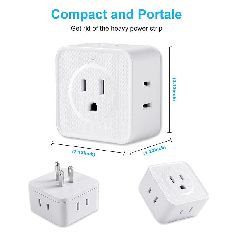 Multi Plug Outlet Extender, FiiMan 5 Outlet Splitter Wall Adapter,