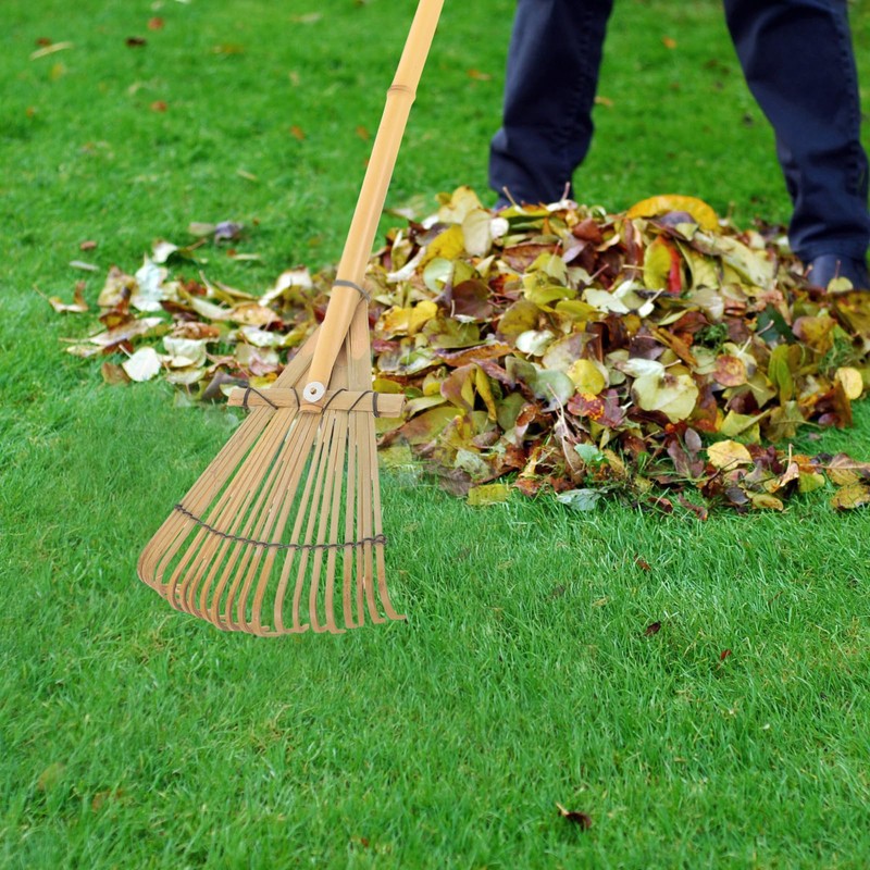 HANABASS Garden Rake Small Rake Bamboo Kids Leaf s for