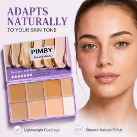 PIMBY - Corrector de cobertura completa para ojeras y acné, corrector ligero para debajo de los ojos y la cara, fórmula mezclable de larga duración co