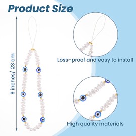 Xinjoduz Beaded Phone Charm Evil Eye Cell Phone Wrist Strap Cute Phones Lanyard Evil Eye Beaded Chain Keychain Handmade Phones Chain Straps Keychain for Men Women String