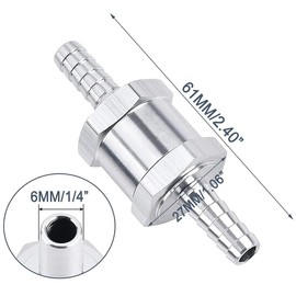 Superall 6mm 1/4" Fuel Non Return One Way Check Valve for Petrol Diesel Fuel Oil Water Aluminium Alloy Accessories