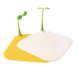 Shower Drain Cover with Bean Sprout Handle, Silicone Bathroom Floor Stopper 2 Pack, Bathtub Plug Hair Catcher, Reusable Flat Kitchen Sink Strainer