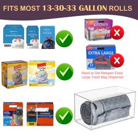 Nelspen Trash Bag Dispenser Roll Holder Wall Mount and Under Sink, Clear Acrylic Cabinet Kitchen Organizer Storage Box for Garbage Bags Grocery Bag Can Plastic Shopping Bag Container…