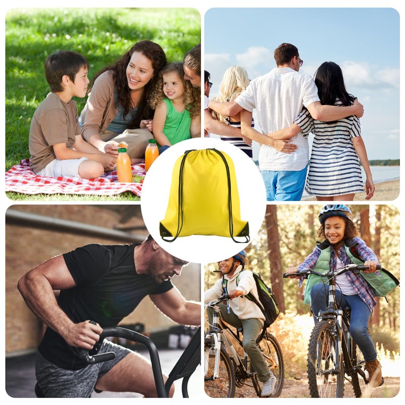 KUUQA 2 Pcs Yellow Drawstring Backpack Drawstring Bag Bulk Sports