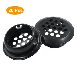 Auvotuis 20Pcs Circular Air Vents Black Soffit Vent, Stainless Steel Round Vent Mesh Hole Louver for Kitchen Bathroom Cabinet Wardrobe, 1"(25mm) Mounting Diameter