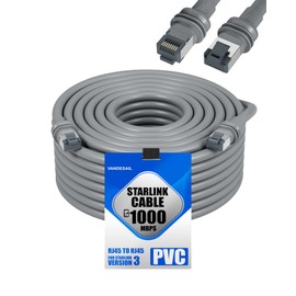 VANDESAIL Compatible with Starlink Cable Gen 3 Mini 100FT, 1000Mbps Fit for Starlink Extension Replacement Cable for Starlink Gen3, Waterproof Grey -100FT(29M)
