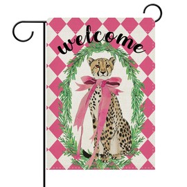 Dyrenson Leopard Welcome Decorative Garden Flag, Jungle Safari Animals