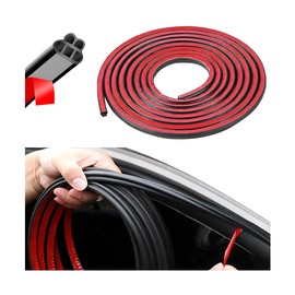 Car Door Seal Strip, 65.6FT Double Layer 5-Hole Rubber Noise Insulation Vehicle Weather Stripping, Self-Adhesive Soundproof Auto Door Window Seal Strip, Universal for RV Truck Sedan