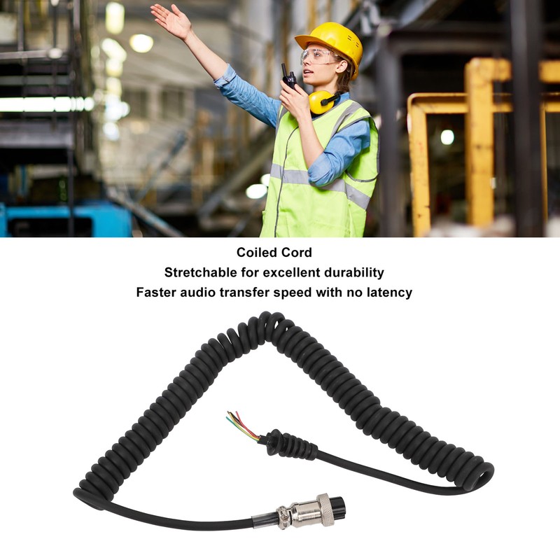 8Pin Speaker Mic Cable Radio Hand Microphone Coiled Cord Replacement