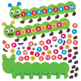 Baker Ross FN108 Counting Caterpillar Kits - 5 Pack, STEM, Science, Math and Learning Aids for Kids and Schools