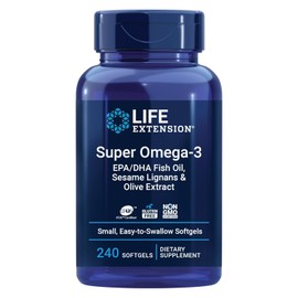 Life Extension - Super Omega-3 EPA/DHA con lignanos de sésamo y extracto de oliva, 240 cápsulas blandas