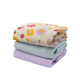 Goldbug 100% Muslin Nursery Swaddle and Receiving Blankets 3-Pack - Backyard Bugs