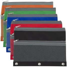 Unbranded 3 Ring Binder Pencil Case with Mesh Pocket - 5 Colors Case Pack 100